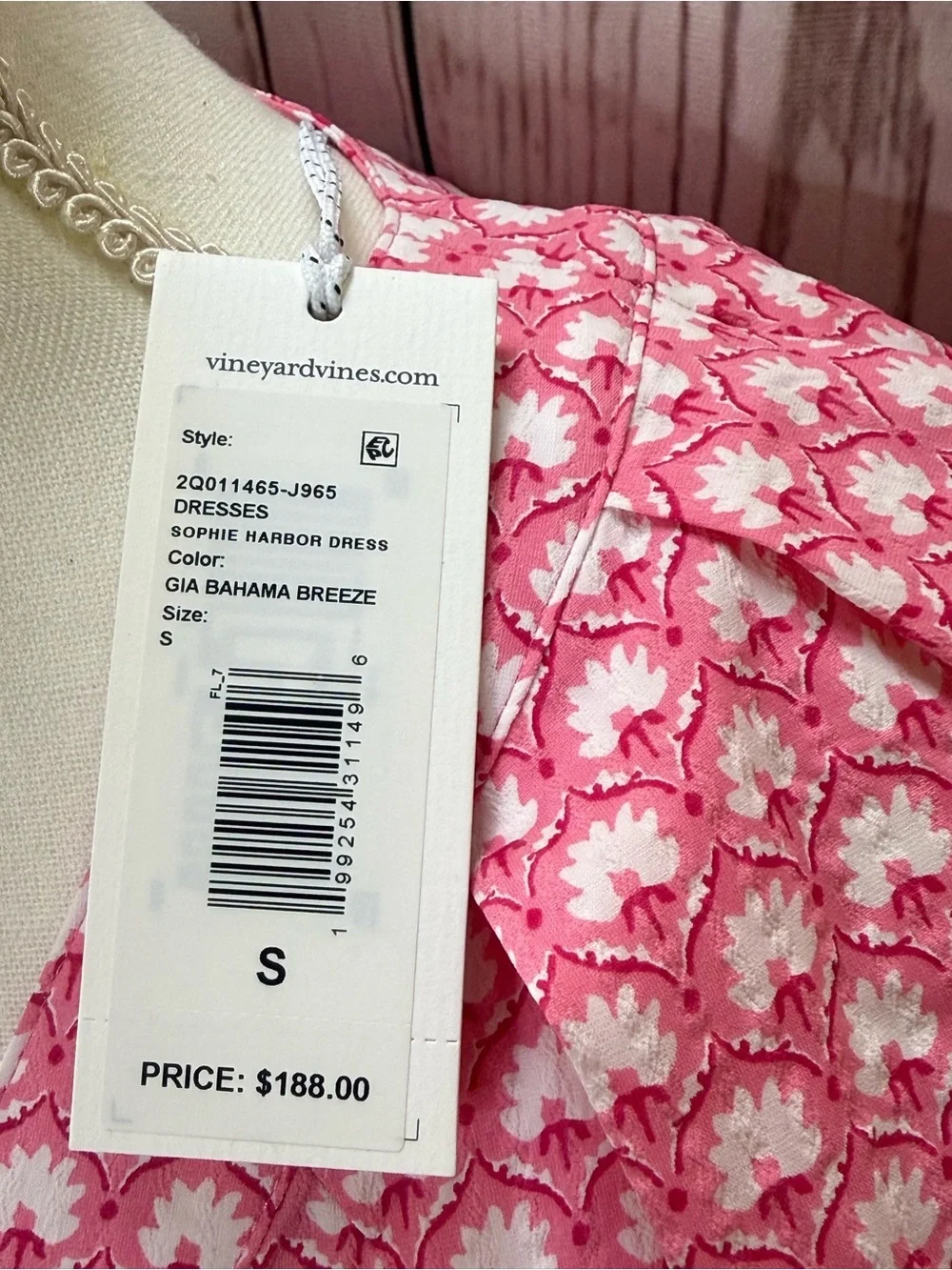 Vineyard Vines Pink Printed V-Neck Tiered Dress